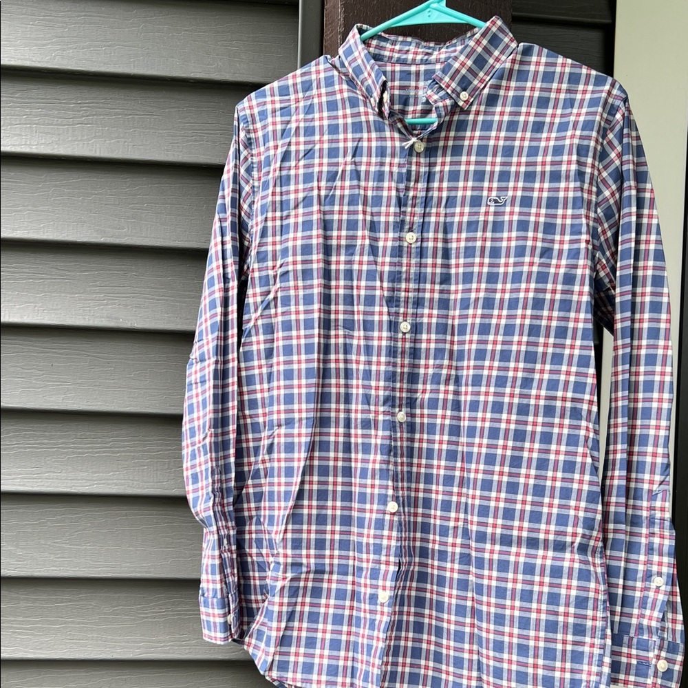 Boys Blue and Red Plaid Shirt
